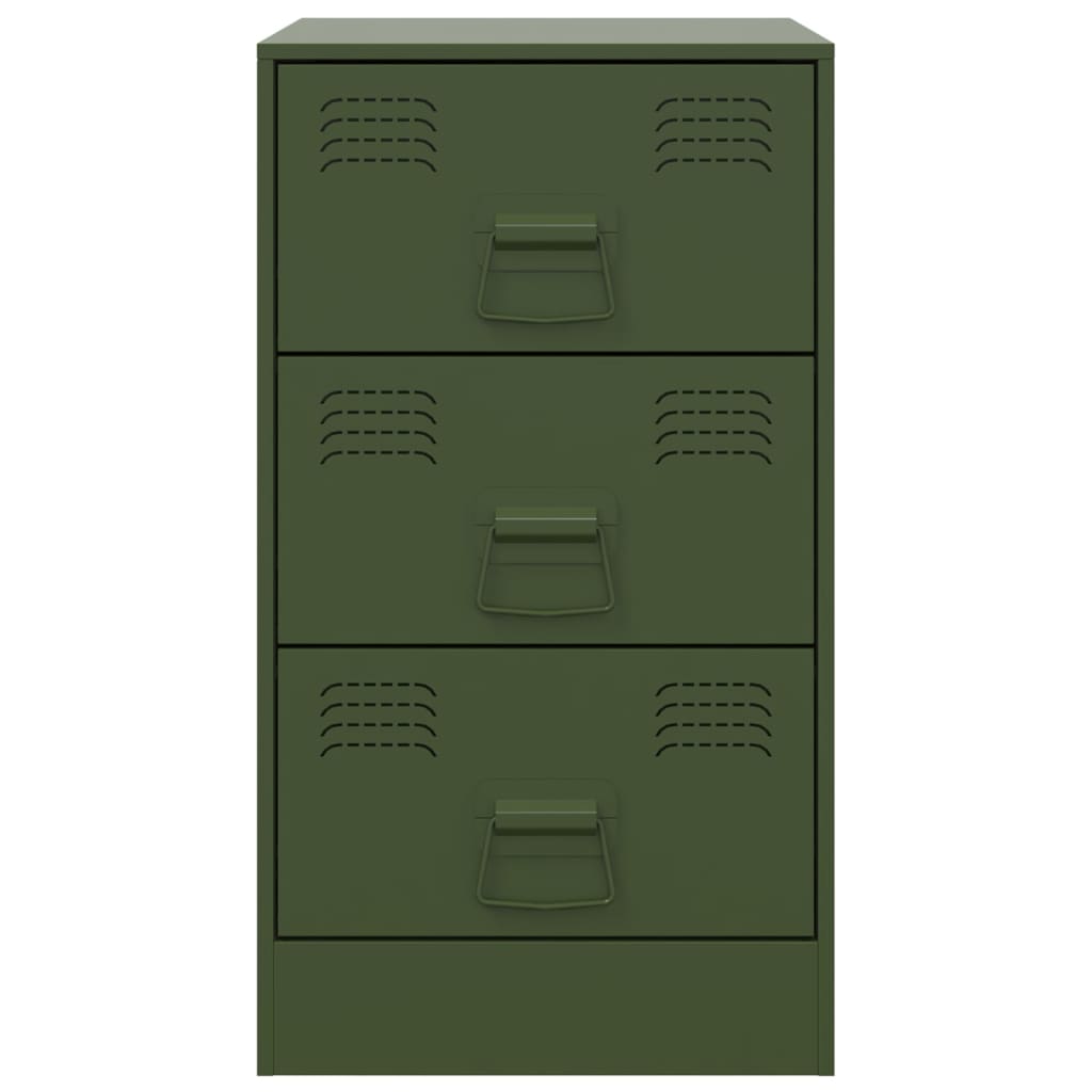 Bedside Cabinet Olive Green 34.5x39x62 cm Steel