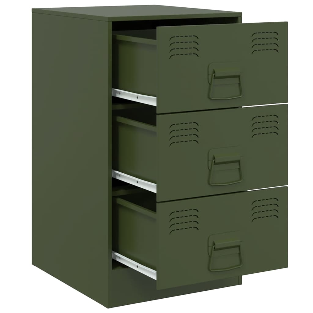 Bedside Cabinet Olive Green 34.5x39x62 cm Steel