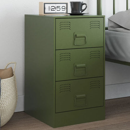 Bedside Cabinet Olive Green 34.5x39x62 cm Steel