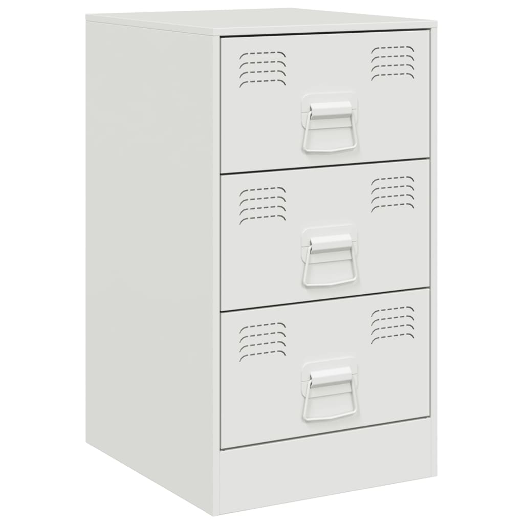 Bedside Cabinet White 34.5x39x62 cm Steel