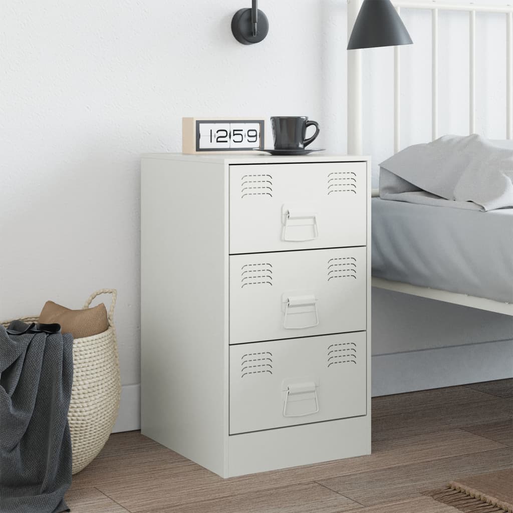 Bedside Cabinet White 34.5x39x62 cm Steel