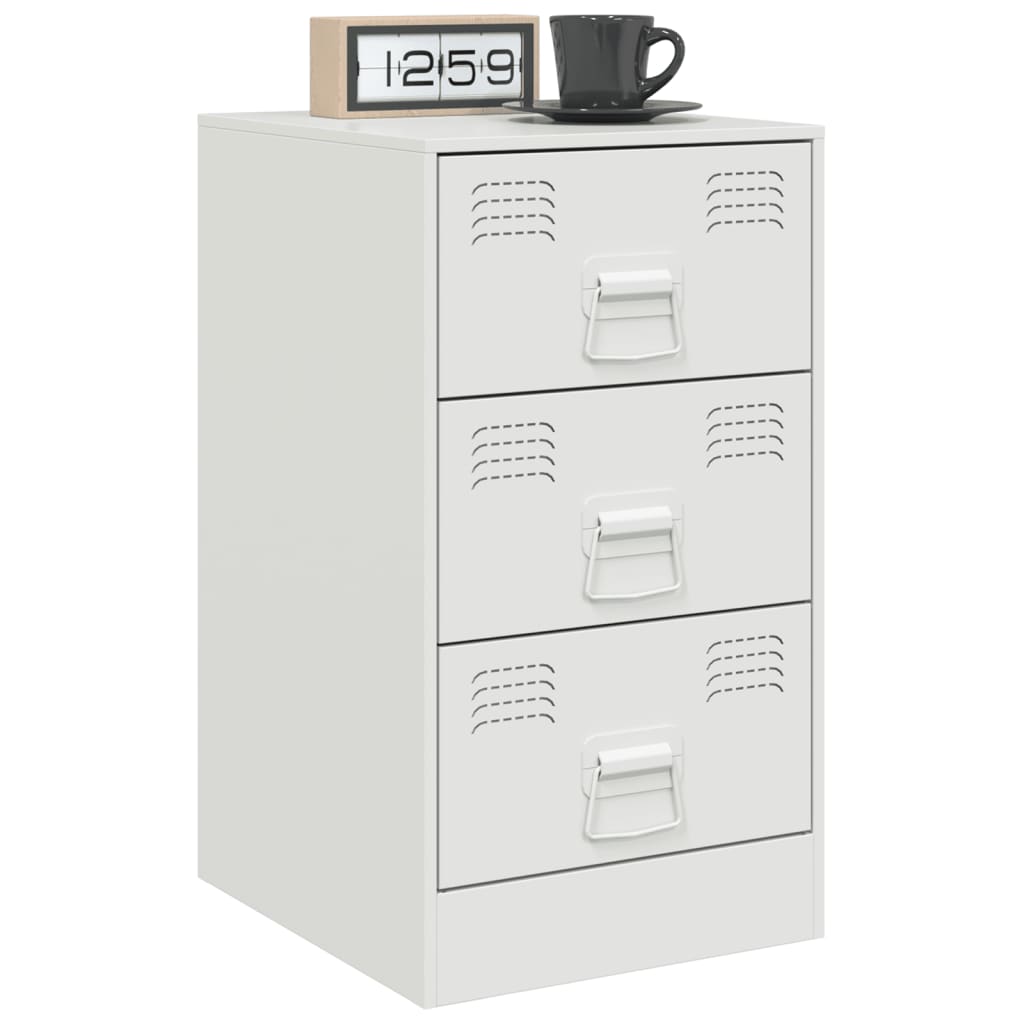 Bedside Cabinet White 34.5x39x62 cm Steel