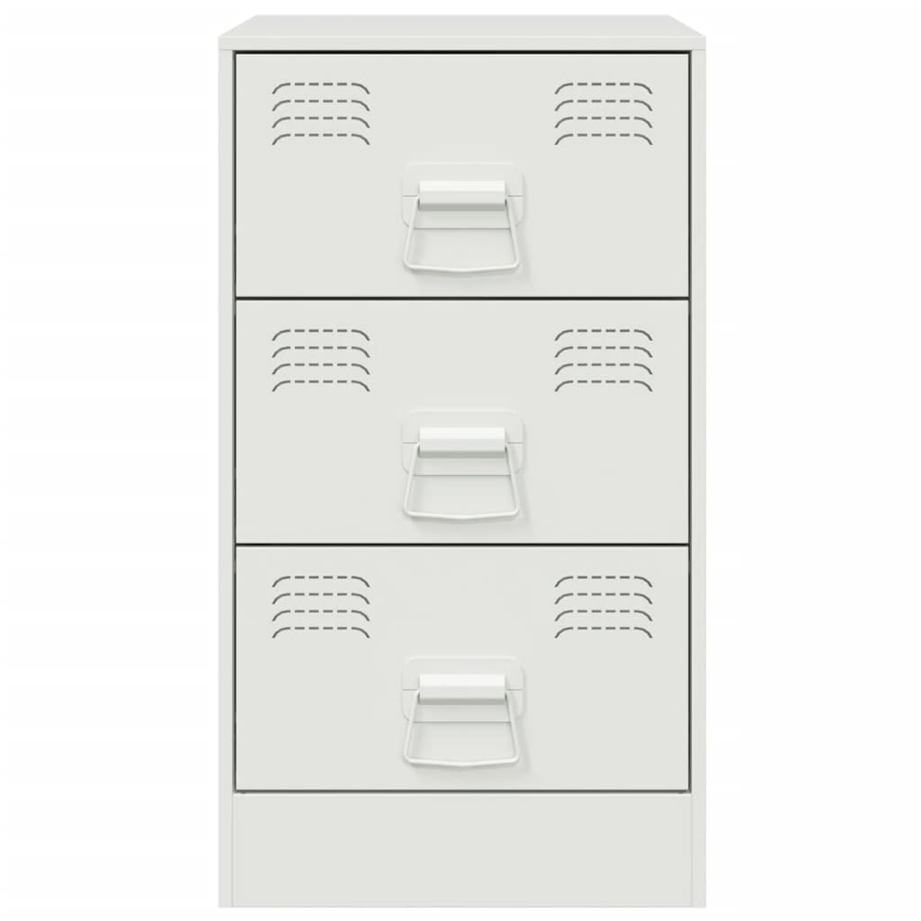 Bedside Cabinet White 34.5x39x62 cm Steel