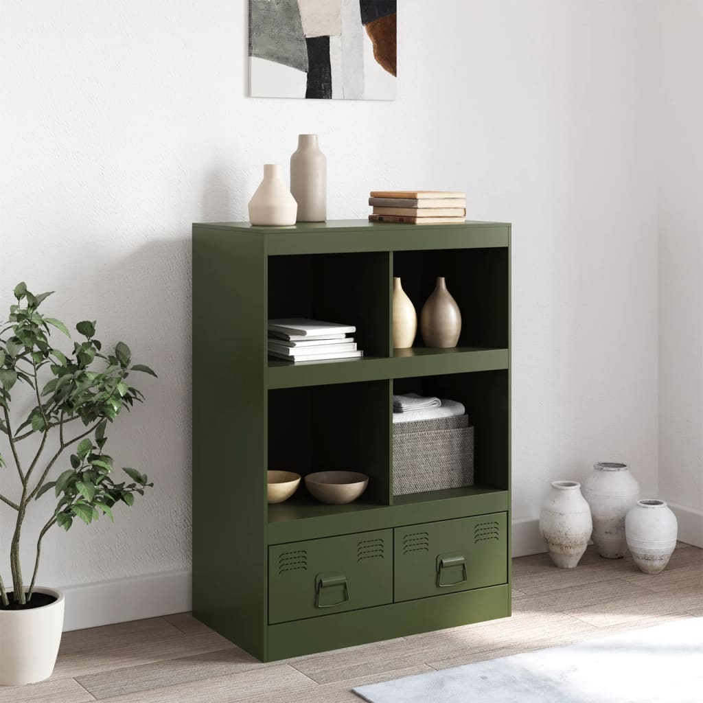 Highboard Olive Green 67x39x95 cm Steel