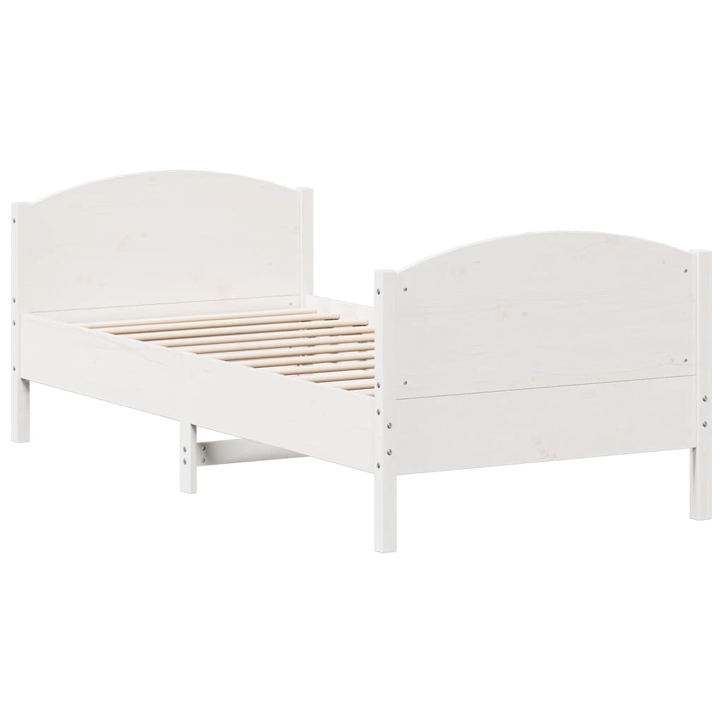 Bed Frame without Mattress White 90x200 cm Solid Wood Pine