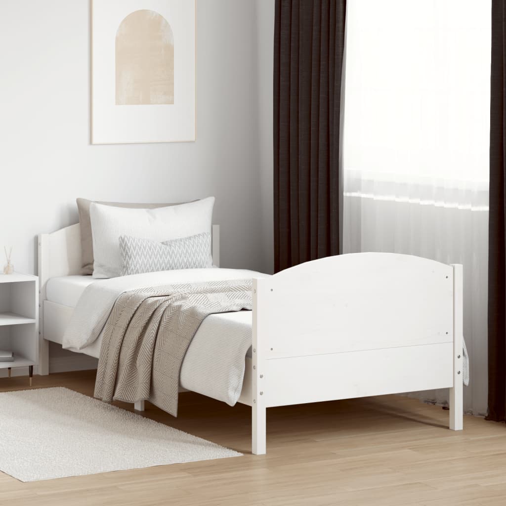 Bed Frame without Mattress White 90x200 cm Solid Wood Pine