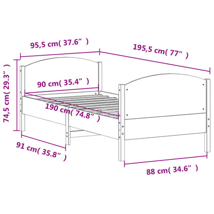 Bed Frame without Mattress White 90x190 cm Single Solid Wood Pine