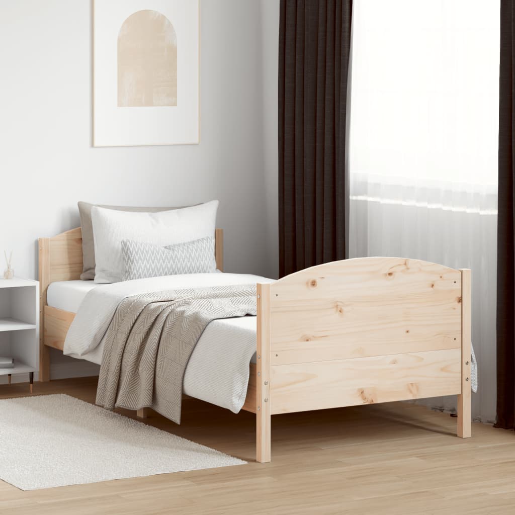 Bed Frame without Mattress 75x190 cm Small Single Solid Wood Pine