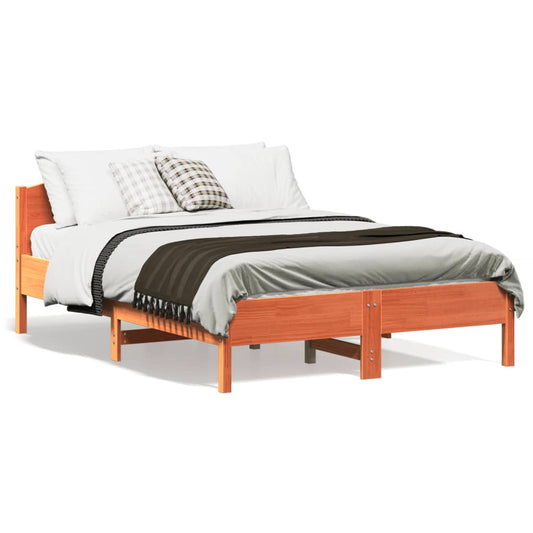 Bed Frame without Mattress Wax Brown 120x190 cm Small Double Solid Wood Pine