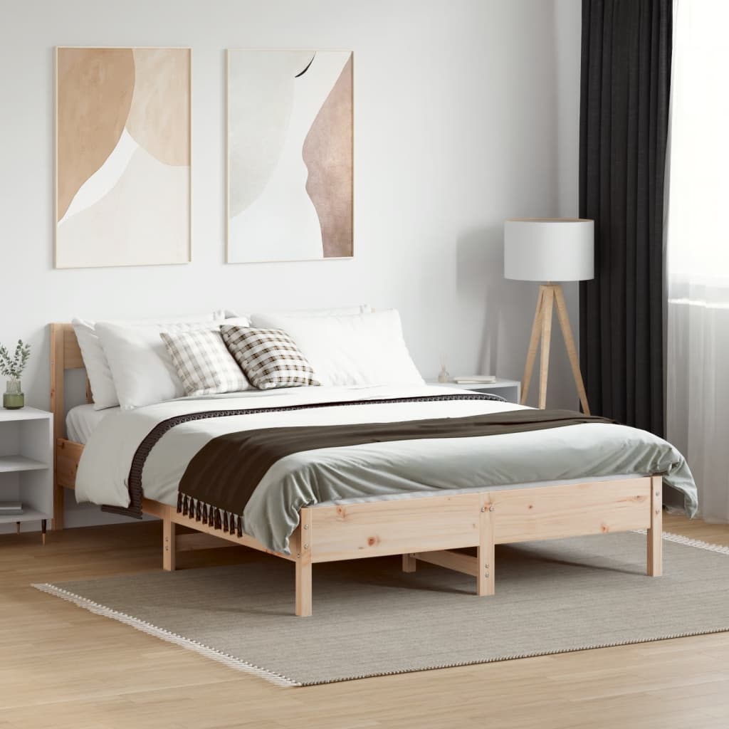 Bed Frame without Mattress 135x190 cm Double Solid Wood Pine