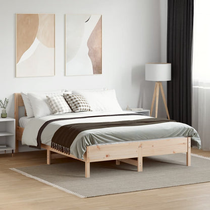 Bed Frame without Mattress 135x190 cm Double Solid Wood Pine