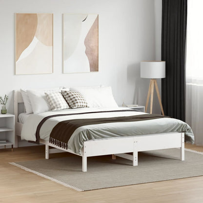 Bed Frame without Mattress White 135x190 cm Double Solid Wood Pine
