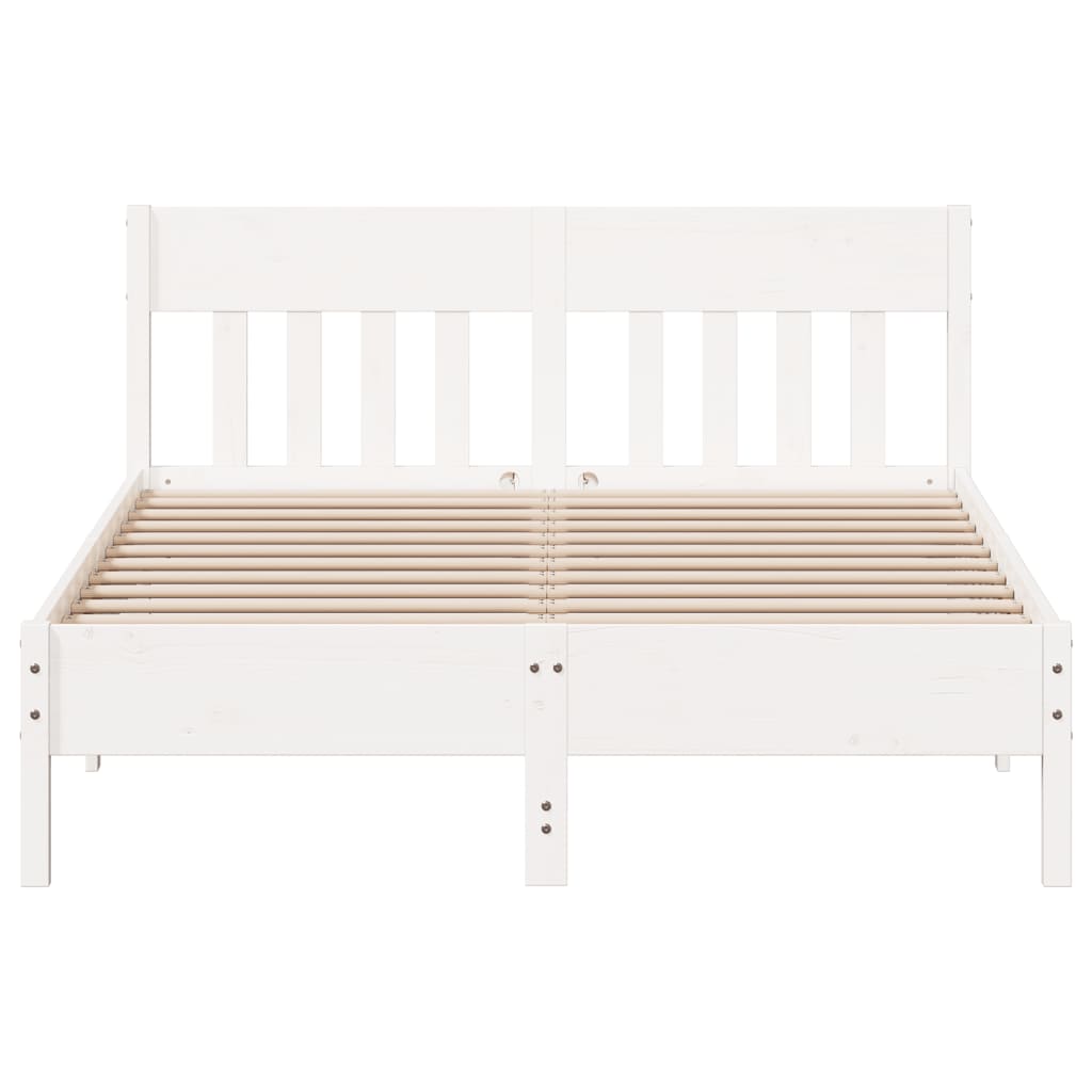 Bed Frame without Mattress White 135x190 cm Double Solid Wood Pine