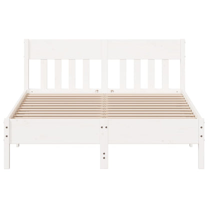 Bed Frame without Mattress White 135x190 cm Double Solid Wood Pine