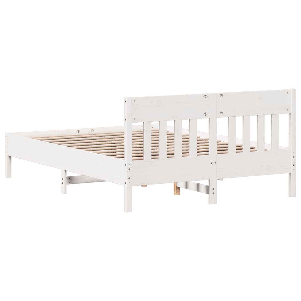 Bed Frame without Mattress White 135x190 cm Double Solid Wood Pine