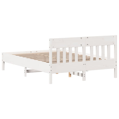 Bed Frame without Mattress White 135x190 cm Double Solid Wood Pine