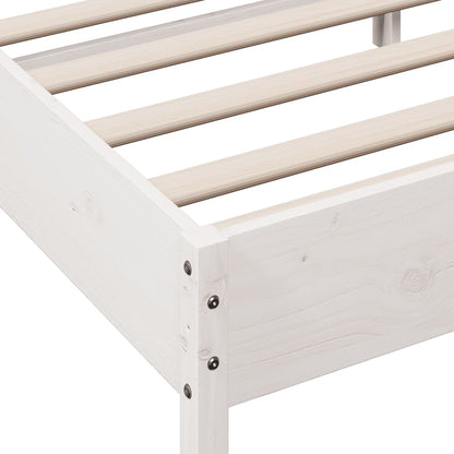 Bed Frame without Mattress White 135x190 cm Double Solid Wood Pine