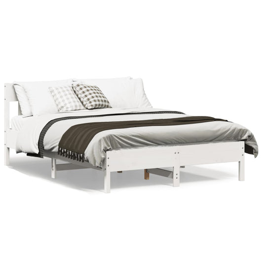 Bed Frame without Mattress White 135x190 cm Double Solid Wood Pine