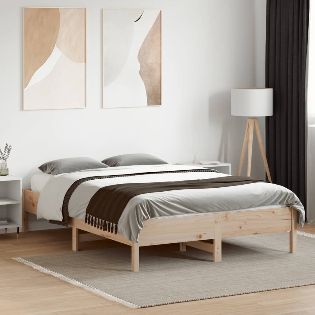 Bed Frame without Mattress 140x190 cm Solid Wood Pine