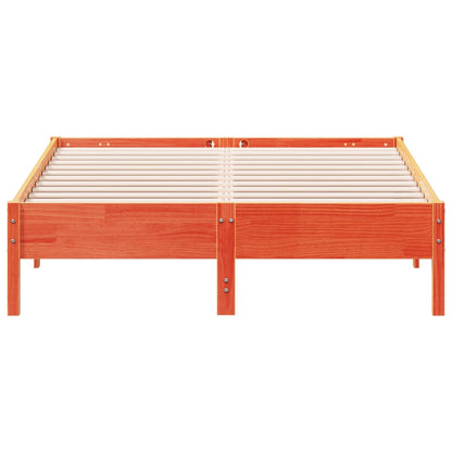 Bed Frame without Mattress Wax Brown 140x190 cm Solid Wood Pine