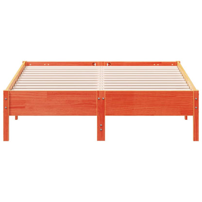 Bed Frame without Mattress Wax Brown 135x190 cm Double Solid Wood Pine