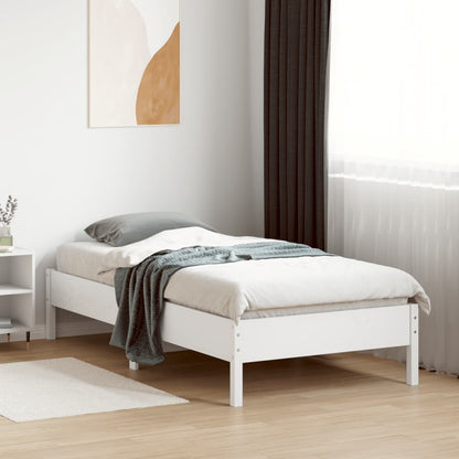 Bed Frame without Mattress White 75x190 cm Small Single Solid Wood Pine