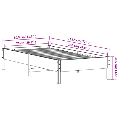 Bed Frame without Mattress White 75x190 cm Small Single Solid Wood Pine