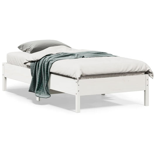 Bed Frame without Mattress White 75x190 cm Small Single Solid Wood Pine