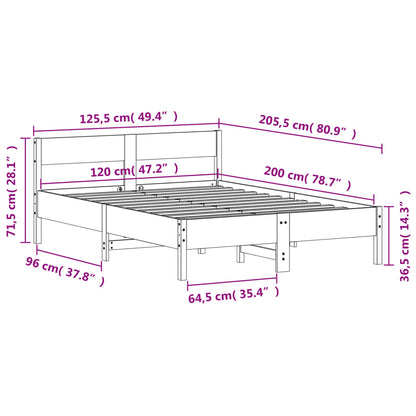 Bed Frame without Mattress 120x200 cm Solid Wood Pine