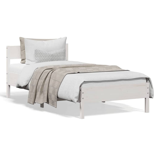 Bed Frame without Mattress White 90x200 cm Solid Wood Pine