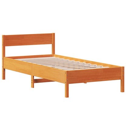 Bed Frame without Mattress Wax Brown 90x200 cm Solid Wood Pine