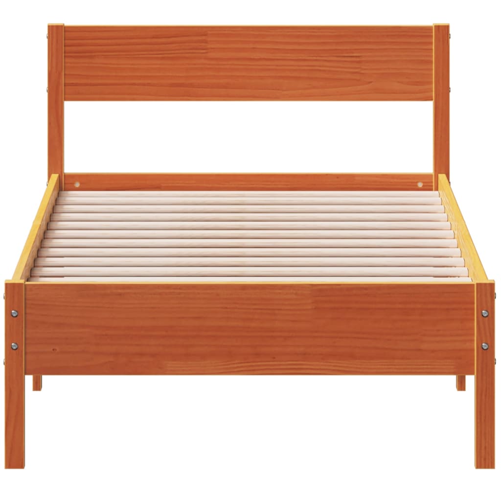 Bed Frame without Mattress Wax Brown 90x200 cm Solid Wood Pine