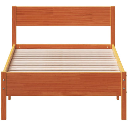 Bed Frame without Mattress Wax Brown 90x200 cm Solid Wood Pine