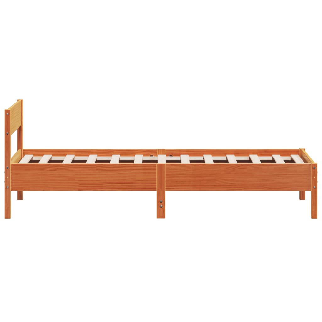 Bed Frame without Mattress Wax Brown 90x200 cm Solid Wood Pine