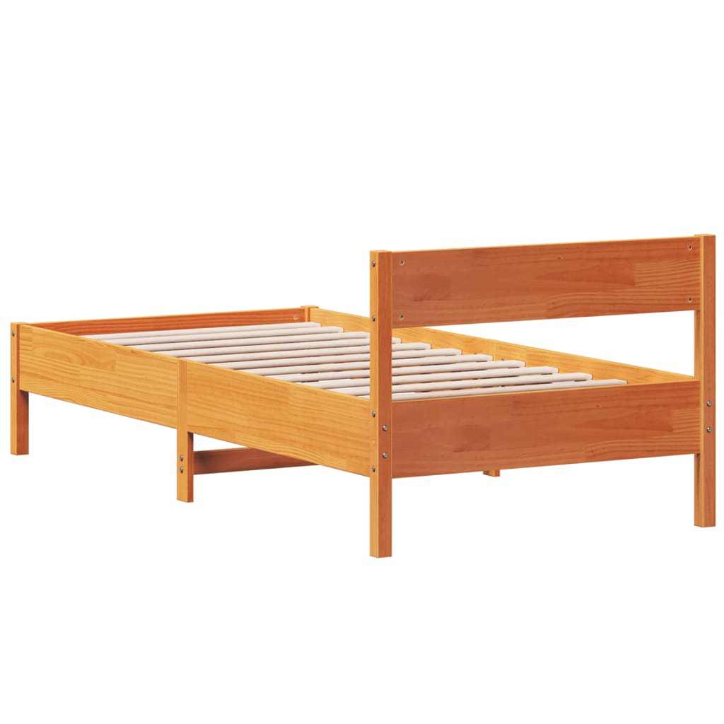 Bed Frame without Mattress Wax Brown 90x200 cm Solid Wood Pine