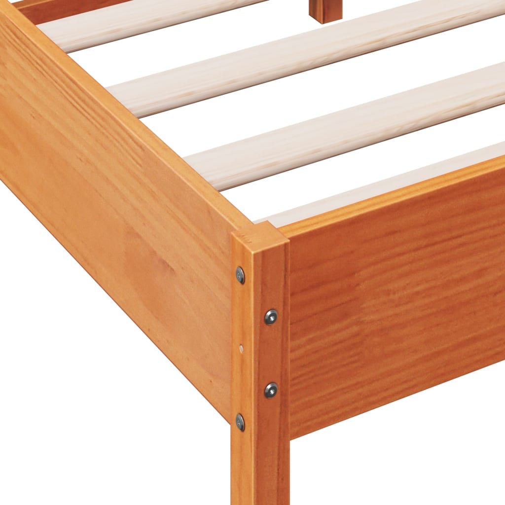 Bed Frame without Mattress Wax Brown 90x200 cm Solid Wood Pine