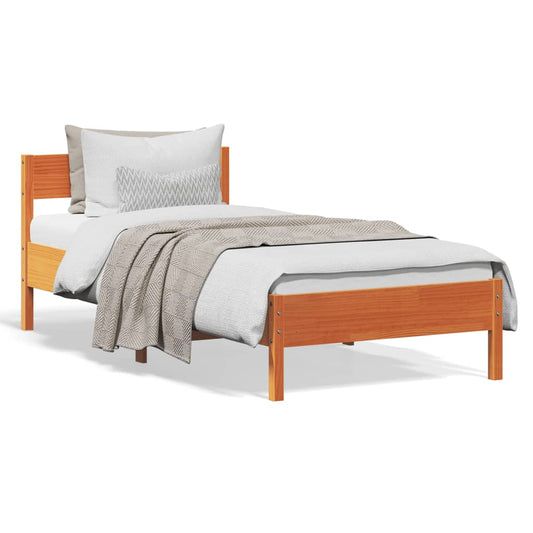Bed Frame without Mattress Wax Brown 90x200 cm Solid Wood Pine