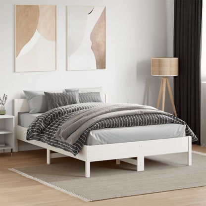 Bed Frame without Mattress White 140x190 cm Solid Wood Pine