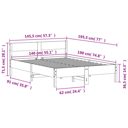 Bed Frame without Mattress White 140x190 cm Solid Wood Pine