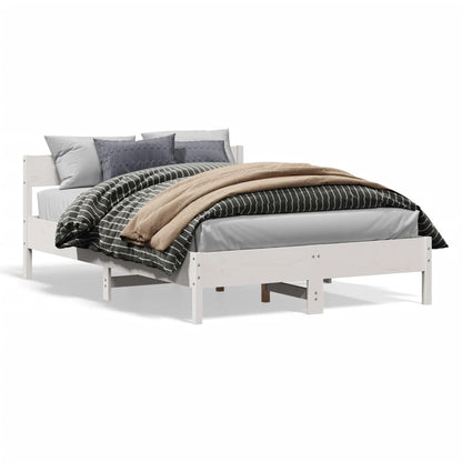 Bed Frame without Mattress White 140x190 cm Solid Wood Pine