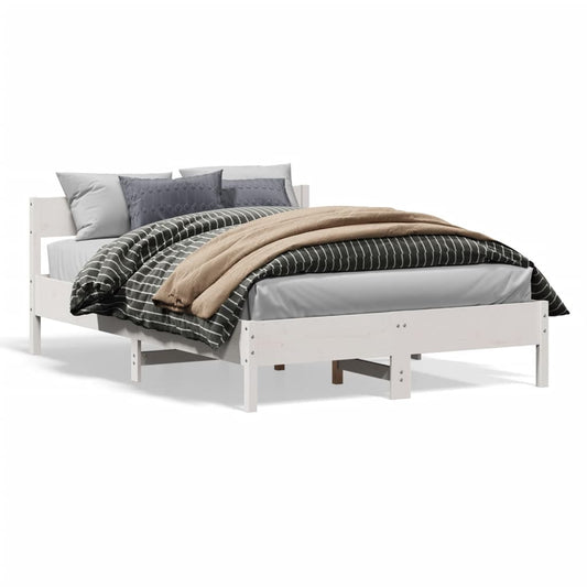Bed Frame without Mattress White 140x190 cm Solid Wood Pine
