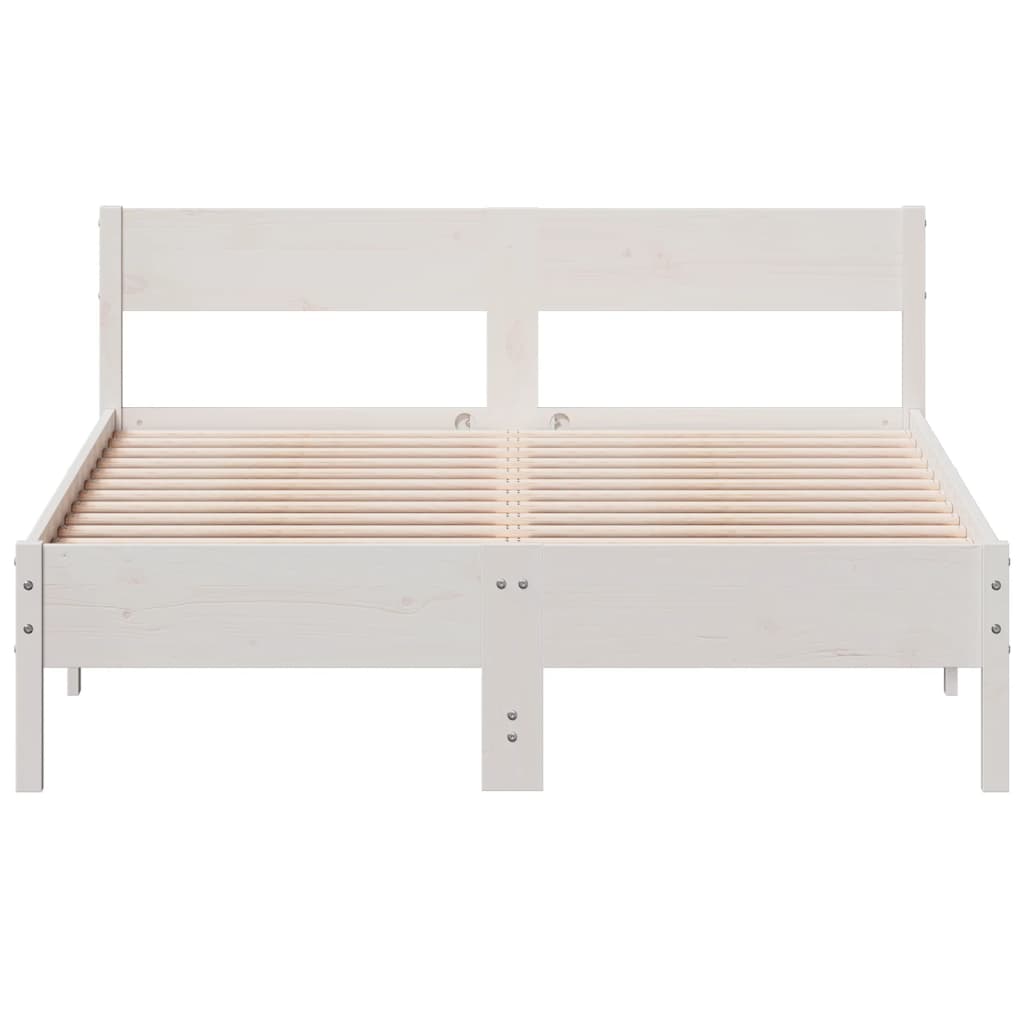 Bed Frame without Mattress White 135x190 cm Double Solid Wood Pine
