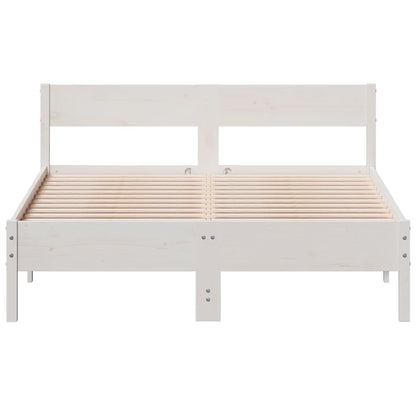 Bed Frame without Mattress White 135x190 cm Double Solid Wood Pine