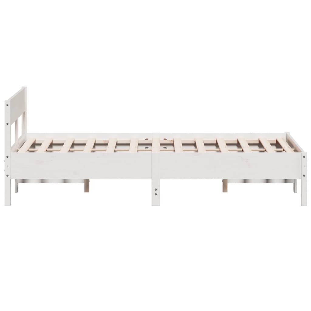 Bed Frame without Mattress White 135x190 cm Double Solid Wood Pine