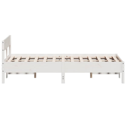 Bed Frame without Mattress White 135x190 cm Double Solid Wood Pine