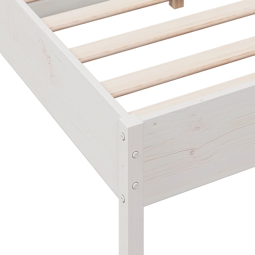 Bed Frame without Mattress White 135x190 cm Double Solid Wood Pine