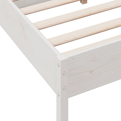 Bed Frame without Mattress White 135x190 cm Double Solid Wood Pine