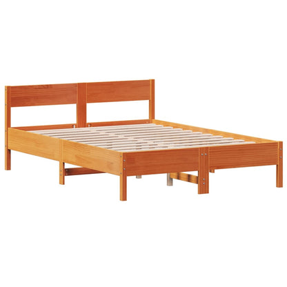 Bed Frame without Mattress Wax Brown 135x190 cm Double Solid Wood Pine