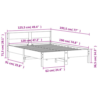 Bed Frame without Mattress White 120x190 cm Small Double Solid Wood Pine
