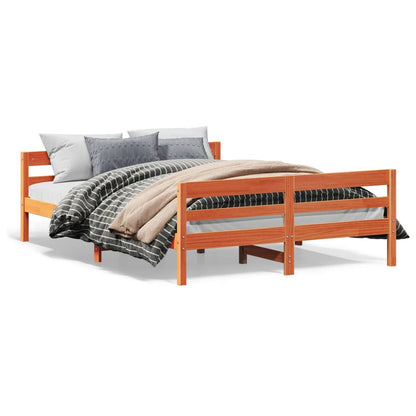 Bed Frame without Mattress Wax Brown 120x200 cm Solid Wood Pine